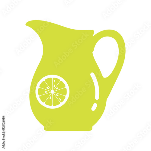 Lemonade Pitcher Vector Silhouette in Yellow Isolated on White Background