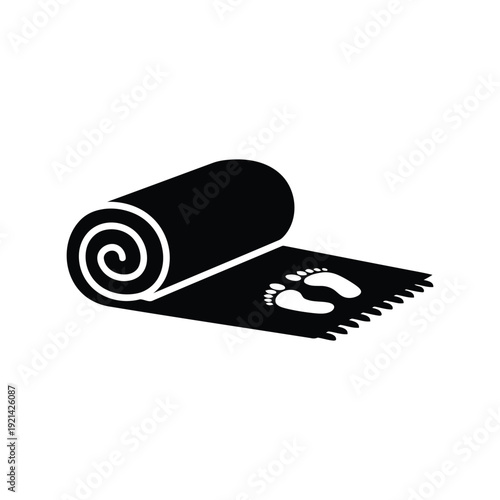 Yoga mat vector silhouette with footprints icon for fitness, wellness, and exercise design