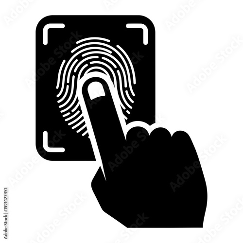 A hand pressing a fingerprint on a sensor