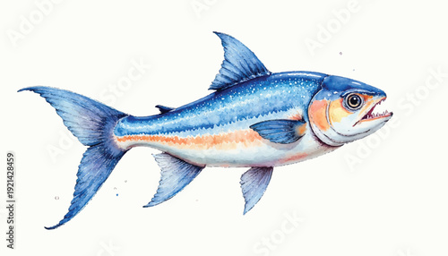 A blue and orange fish swimming.