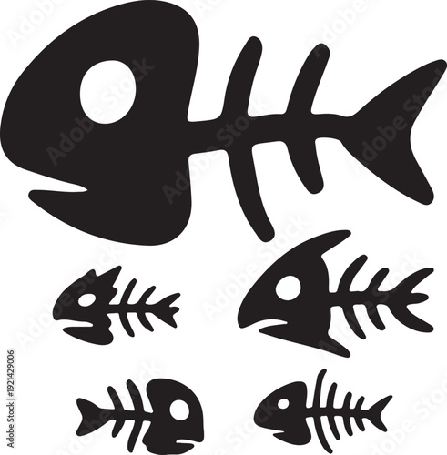Isolated fish bone icon, silhouette Fish skeleton vector design illustrator