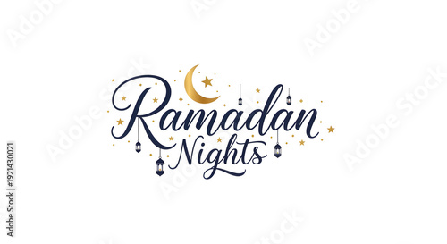 Wallpaper Mural Ramadan Nights modern script with crescent and stars. Torontodigital.ca
