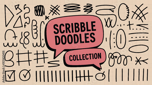 Collection of Hand-Drawn Scribble Doodles and Symbols