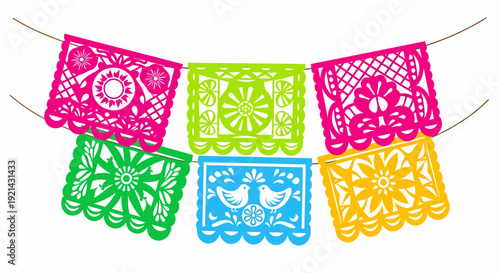 Colorful Papel Picado Banner for Festive Decoration