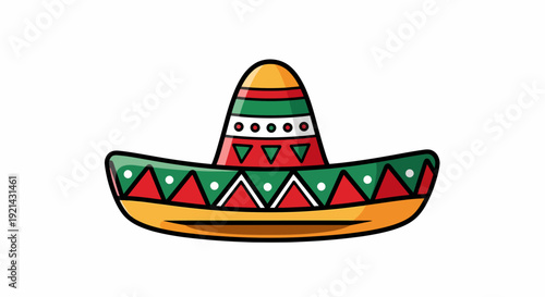 Colorful Sombrero Hat Icon, Mexican Fiesta Celebration Symbol
