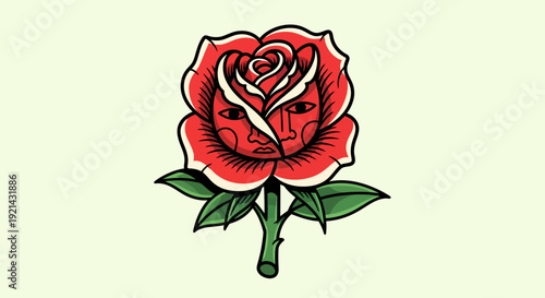 Surreal Rose with Human Face