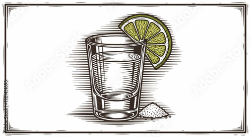 Tequila Shot with Lime and Salt Illustration