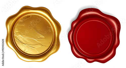 Cuadro en lienzo Wax Seal Stamp, Red and Golden Png