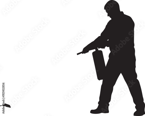 Silhouette man throwing trash silhouette isolated on transparent background