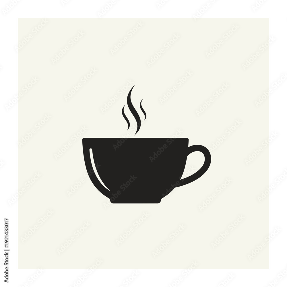 Obraz premium A simple black silhouette of a steaming cup of coffee