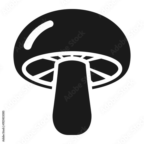 A black and white illustration of a mushroom