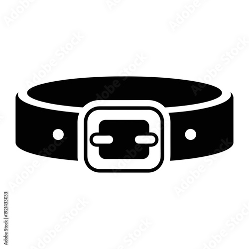 A black and white icon of a leather belt