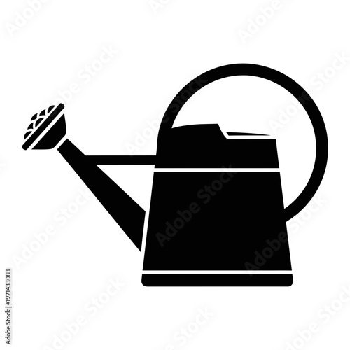 A black and white icon of a watering can