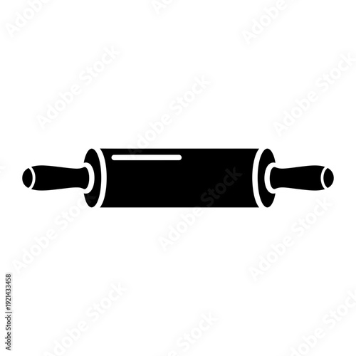 A black and white icon of a rolling pin