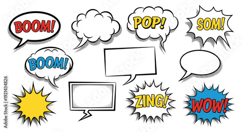 Comic book speech bubbles set