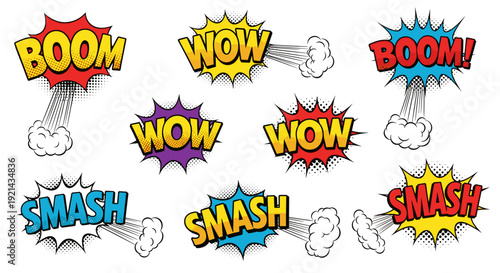 Comic book sound effect set