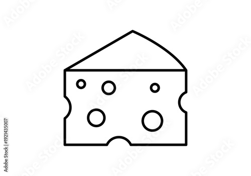 Icono lineal de una porción de queso suizo con agujeros 
