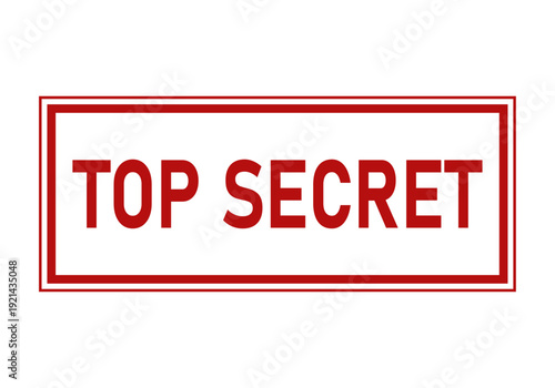 Sello rectangular rojo con el texto top secret 