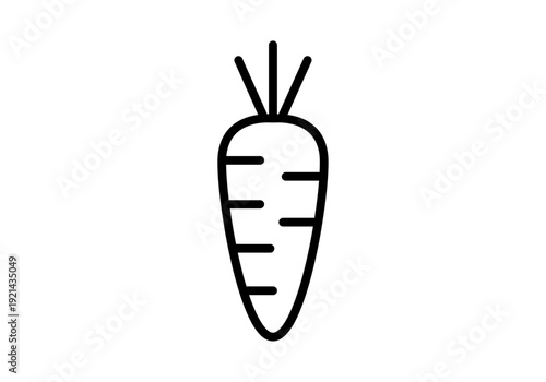 Icono de zanahoria con contorno lineal negro 