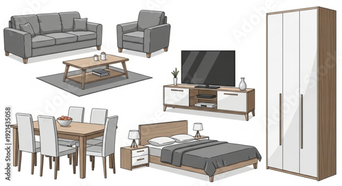 Modern Furniture Set with Wardrobe.
