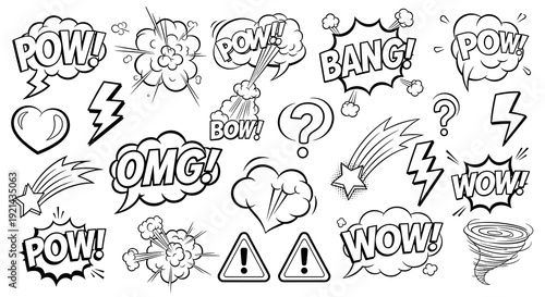 Comic book speech bubbles and effects