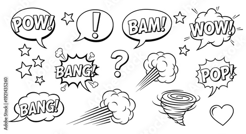 Comic book action bubbles illustrations