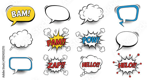 Comic book speech bubbles set