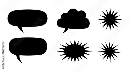 Black comic speech bubbles set