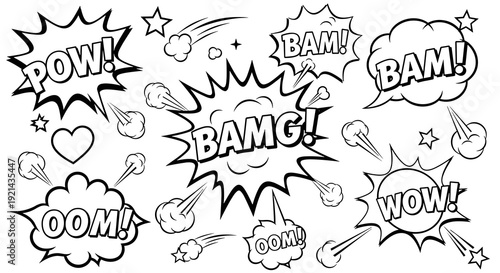 Comic book sound effects set
