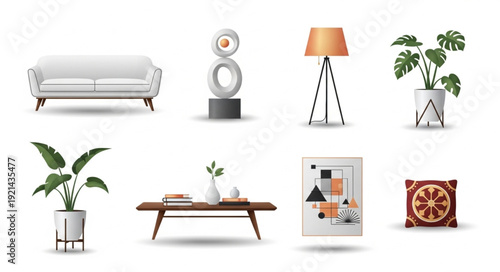 Modern Home Decor Furniture Objects.