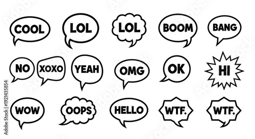 Speech bubbles with common sayings