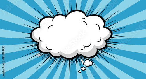 Comic explosion with blue rays