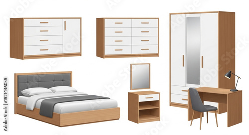 Modern Bedroom Furniture Set with Wardrobe.