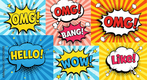 Comic book expressions, wow, omg