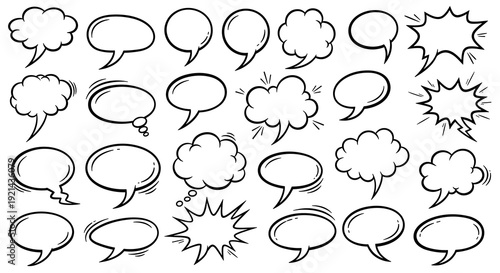 Comic speech bubbles collection set