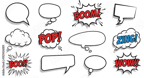 Cartoon comic book speech bubbles
