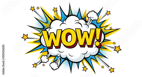 Comic book speech bubble with wow!
