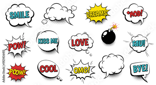 Comic speech bubbles, design elements