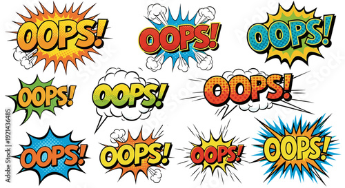 Comic book style oops bursts