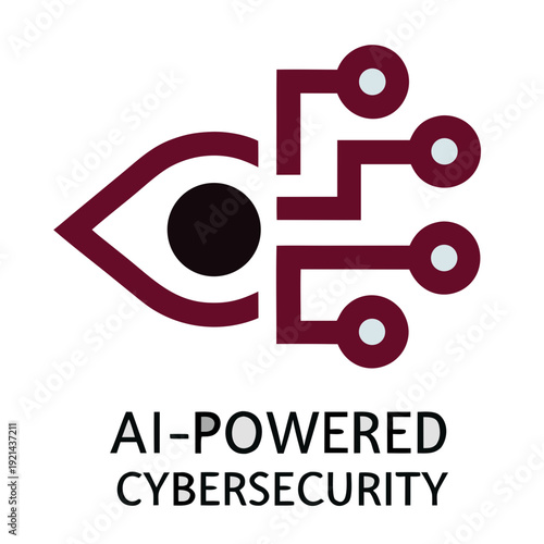 AI-Powered Cybersecurity Logo with Eye and Circuit Design Transparent Background