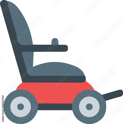Red Wheelchair Icon Vector Illustration, Accessible Healthcare Symbol, Mobility Aid for Disabled People, Simple Flat Design