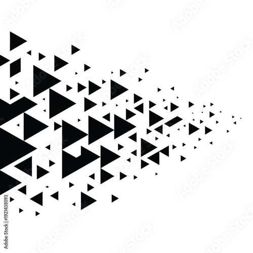 Abstract geometric design featuring numerous black triangles on a white background