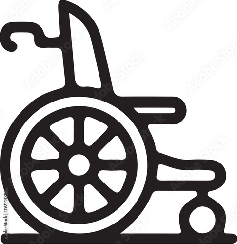 Vector Illustration of an Empty Wheelchair for Accessibility, Healthcare, Mobility, and Inclusive Design Concepts