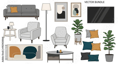 Modern Living Room Furniture Interior.