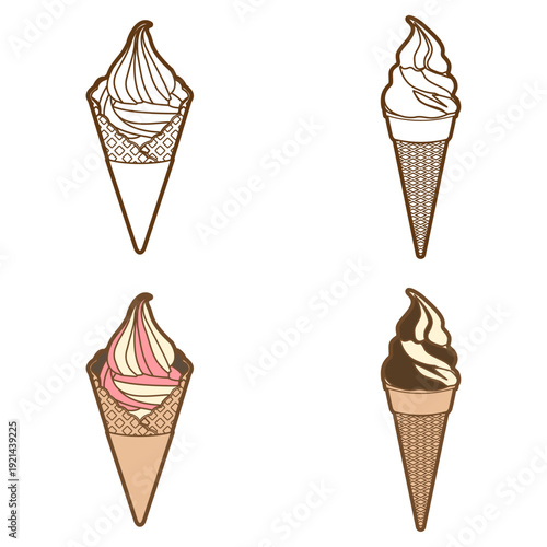Assorted Ice Cream and Popsicle Treats Illustration.