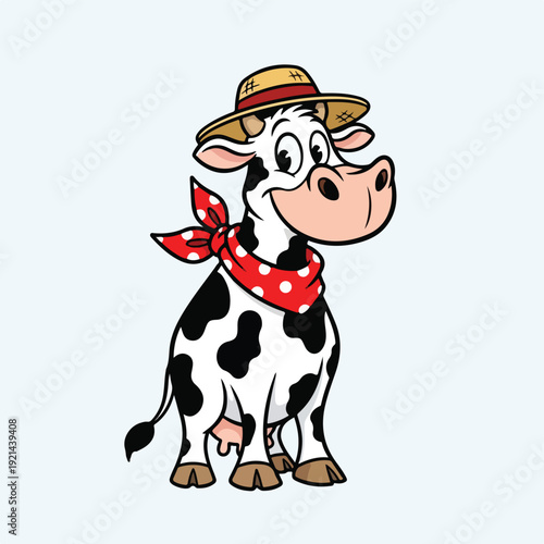 Smiling Cow with Hat Bandana