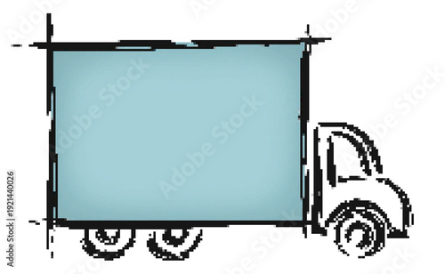 A square Pixel frame with truck.