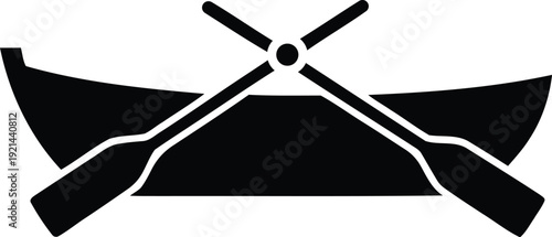 Black silhouette of a boat with crossed oars
