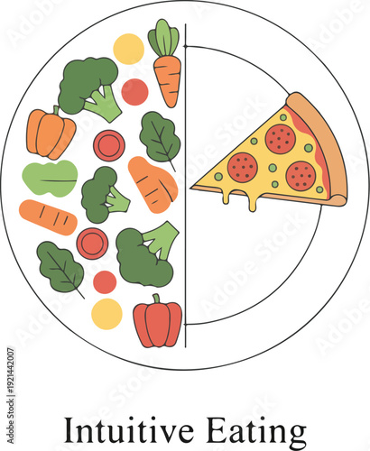 No Diet Day Cake Slice Pizza Ice Cream Body Positivity Breaking Scale Vector Illustration with Self Love and Health Concept