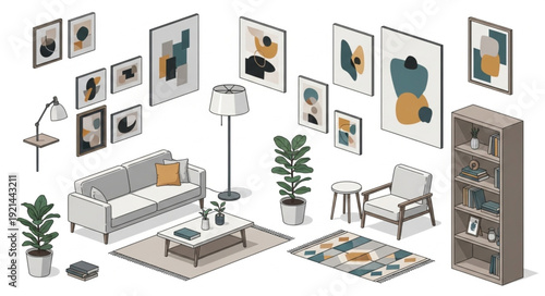 Modern Minimalist Living Room Interior.